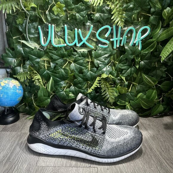 Nike Free RN Flyknit 2018 Men's Size 14 Running Shoes Black White Oreo VGC CLEAN - Picture 1 of 10
